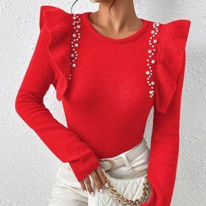 Red Preppy Womens Sweater top